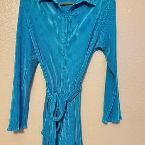 Vibrant Blue Pleated Dress
